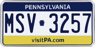PA license plate MSV3257