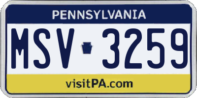 PA license plate MSV3259