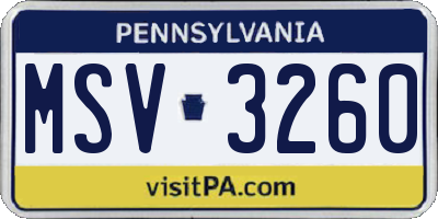 PA license plate MSV3260