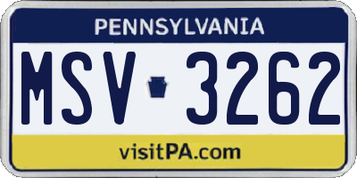 PA license plate MSV3262