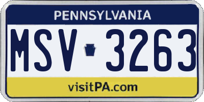 PA license plate MSV3263