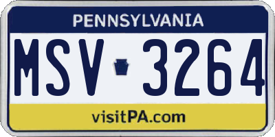 PA license plate MSV3264