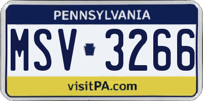 PA license plate MSV3266