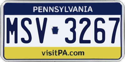 PA license plate MSV3267