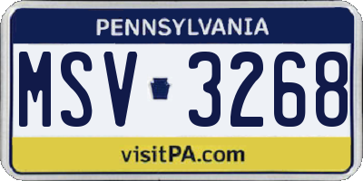 PA license plate MSV3268