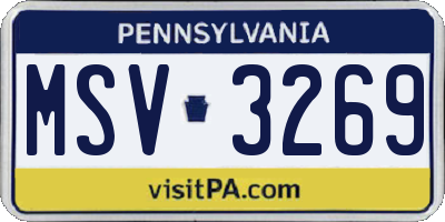 PA license plate MSV3269