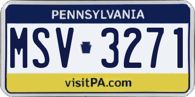 PA license plate MSV3271