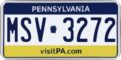 PA license plate MSV3272