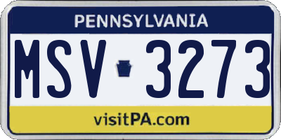 PA license plate MSV3273