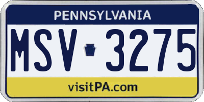 PA license plate MSV3275