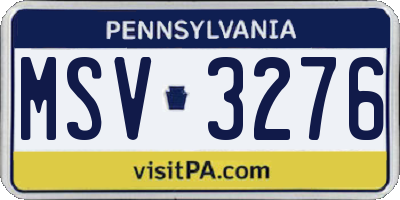 PA license plate MSV3276