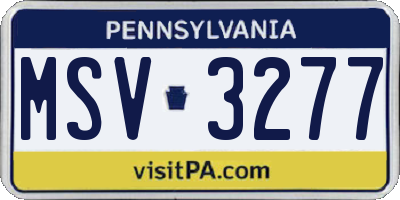PA license plate MSV3277