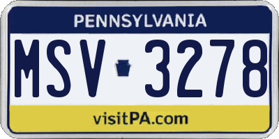 PA license plate MSV3278