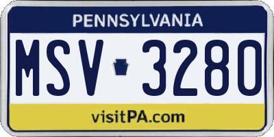 PA license plate MSV3280