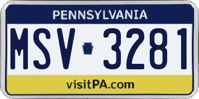 PA license plate MSV3281