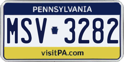 PA license plate MSV3282