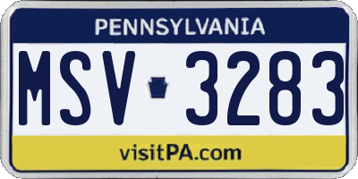 PA license plate MSV3283