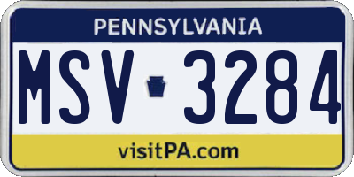PA license plate MSV3284