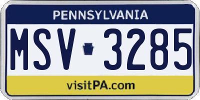 PA license plate MSV3285