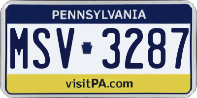 PA license plate MSV3287