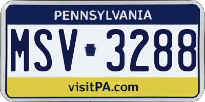 PA license plate MSV3288