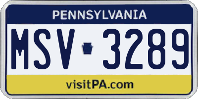 PA license plate MSV3289