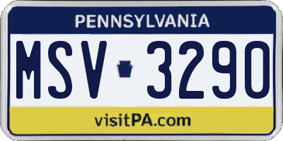 PA license plate MSV3290