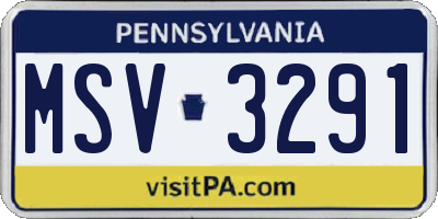 PA license plate MSV3291