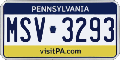 PA license plate MSV3293