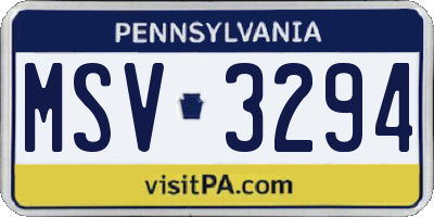 PA license plate MSV3294