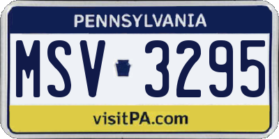 PA license plate MSV3295