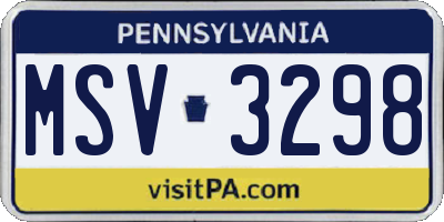 PA license plate MSV3298