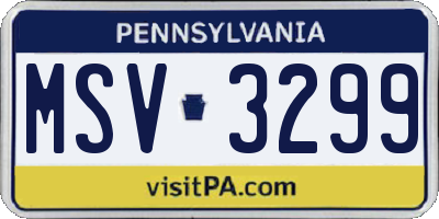 PA license plate MSV3299