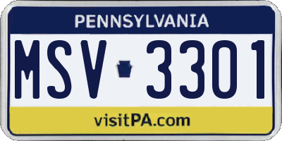 PA license plate MSV3301