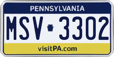 PA license plate MSV3302