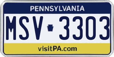 PA license plate MSV3303
