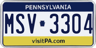 PA license plate MSV3304