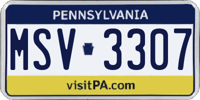 PA license plate MSV3307