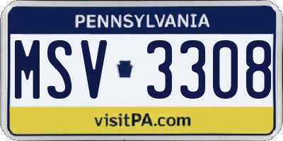 PA license plate MSV3308
