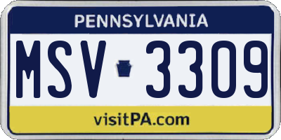 PA license plate MSV3309