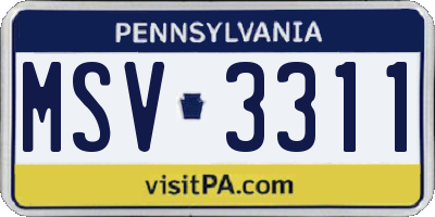 PA license plate MSV3311