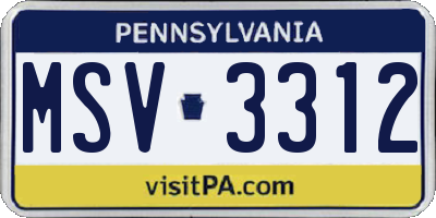 PA license plate MSV3312