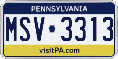 PA license plate MSV3313