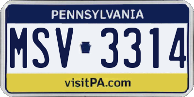 PA license plate MSV3314