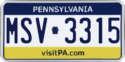 PA license plate MSV3315