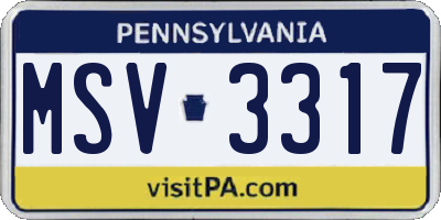 PA license plate MSV3317