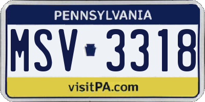 PA license plate MSV3318