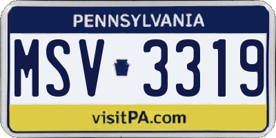 PA license plate MSV3319