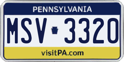 PA license plate MSV3320