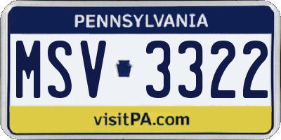 PA license plate MSV3322